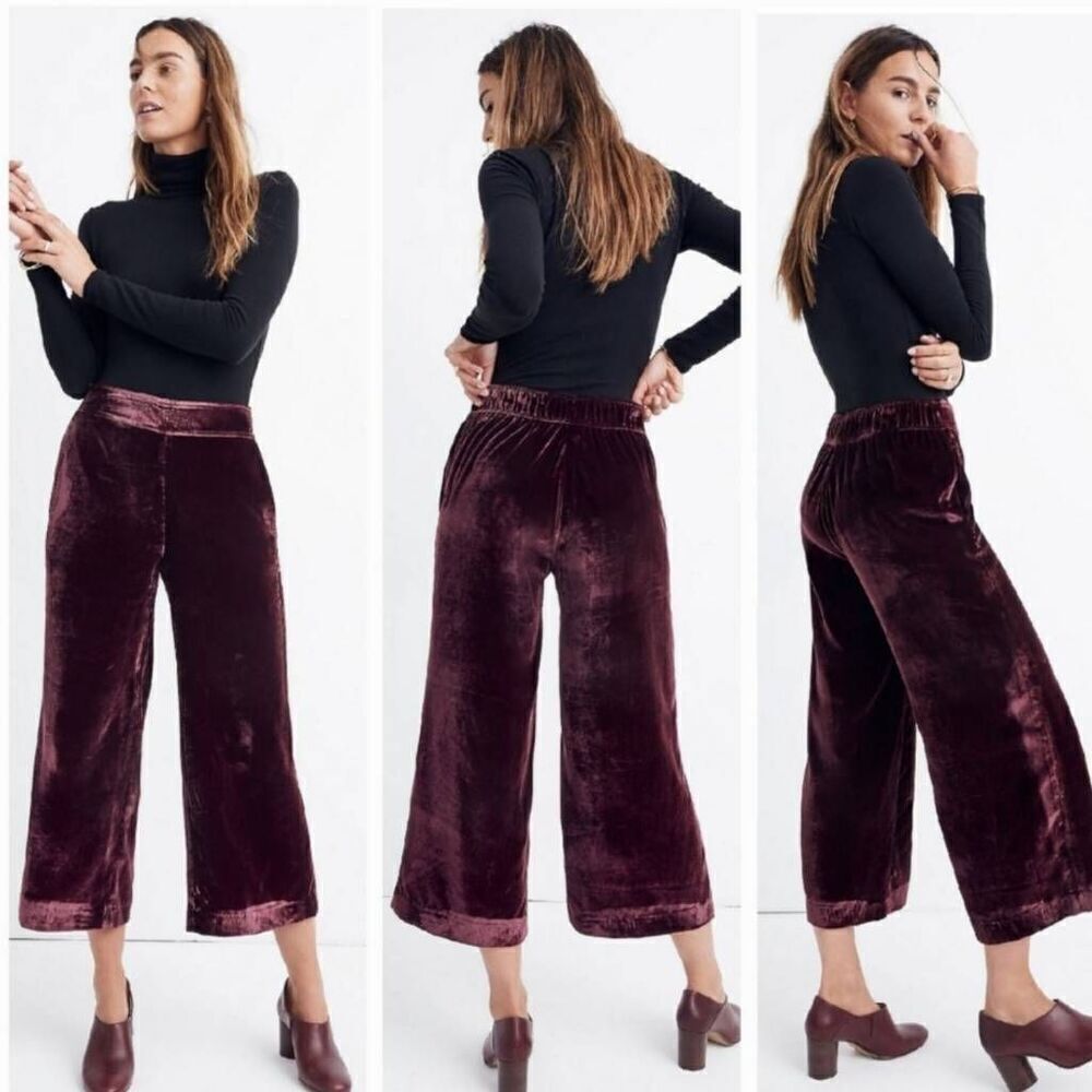 Madewell Velvet Huston Pull-On Crop Pants | Size XS